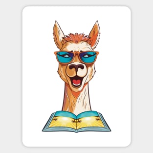 Librarian Llama, Summer Llama, Llama Reading Book Magnet